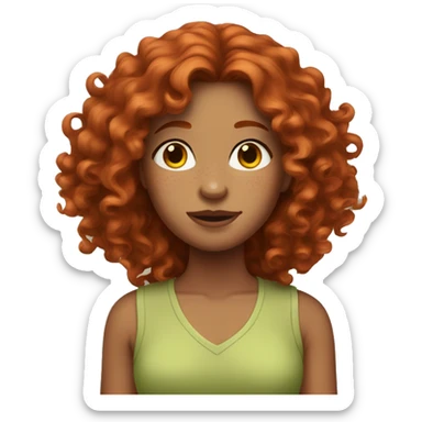 Red-haired woman with curly long hair and freckles sticker