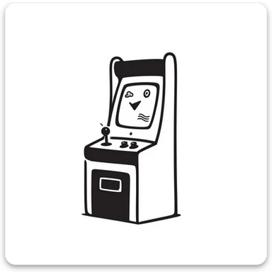 A hand-drawn arcade machine with sketchy joystick and game elements sticker