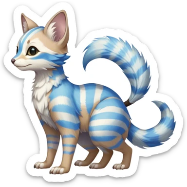 Feral Rare Fantasy vibrant light pastel Vernid-Trico-species by LiLaiRa, random markings, tufted tail, tufted ears, full body sticker