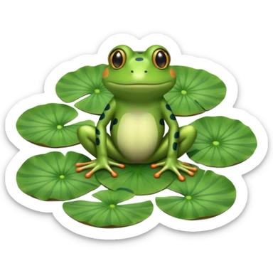 frog in striped pajamas on lily pad bed sticker