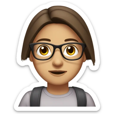 Brunette, medium length straight hair, brown eyes, sometimes I can wear glasses sticker