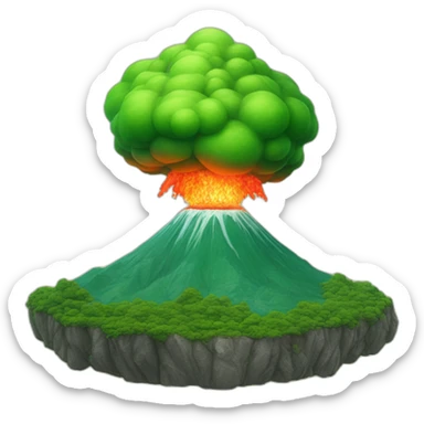 Un géant vert qui porte un volcan en éruption sticker