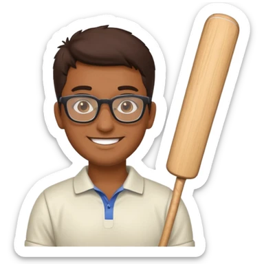 Brown Guy with glasses who likes to play cricket sticker