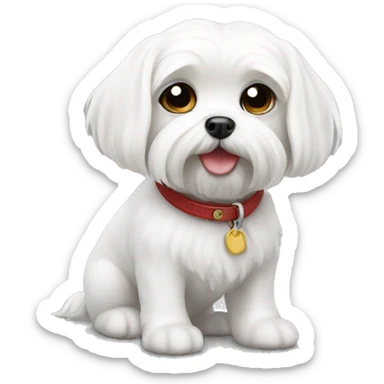 White  small Maltese dog sticker
