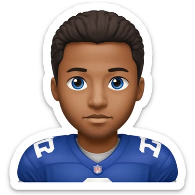 Black man with blue eyes in a NY giants jersey sticker