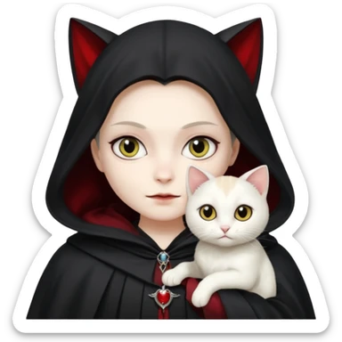 vampire with white cat on shoulder sticker