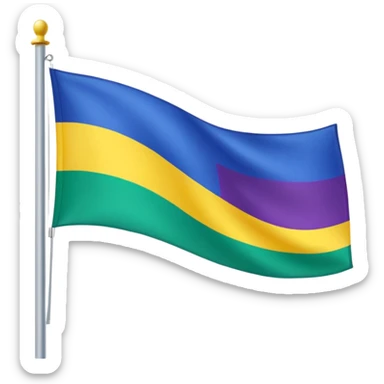 Bandera color azul amarillo morado y verde, seccionada en 4 partes iguales sticker