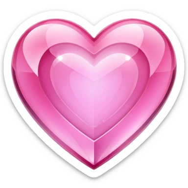 pink crystal heart, shiny and reflective sticker