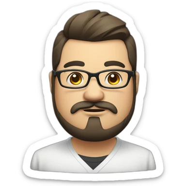 fat man, glasses, clean face, mustache, beard, mongolian, streamer, long top knot hair sticker