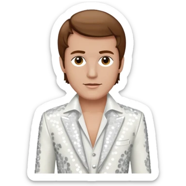 Peter Allen with Brown Hair, White Sequin Outfit sticker
