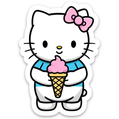 Hello kitty eating ice cream sticker