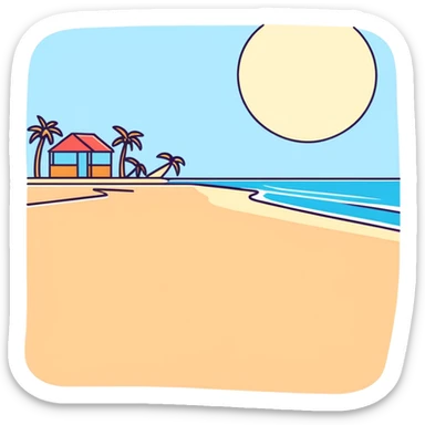 A beach with nice blue greenish water and bird flying in a what moon look, relaxing touch the water it turns sparkling blue sticker