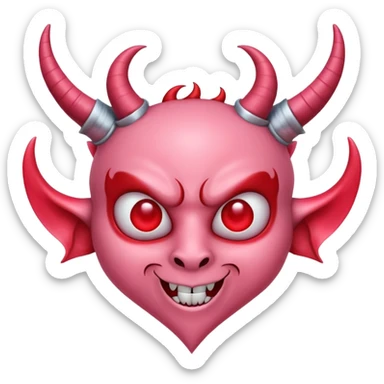 a pink heart with demon horns on it sticker