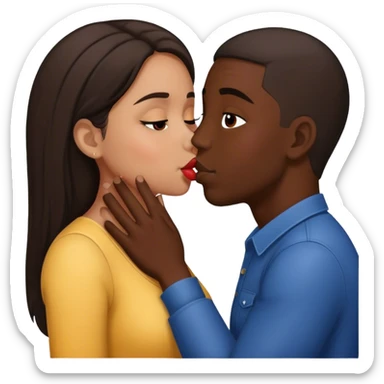 hispanic girl kissing dark skin man sticker