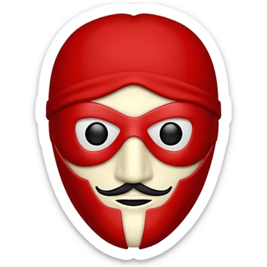 Emoji de la película La casa de papel máscara y la ropa rojo y la máscara color crema  realista  sticker