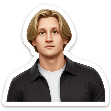 casual portrait with orange backdrop sticker