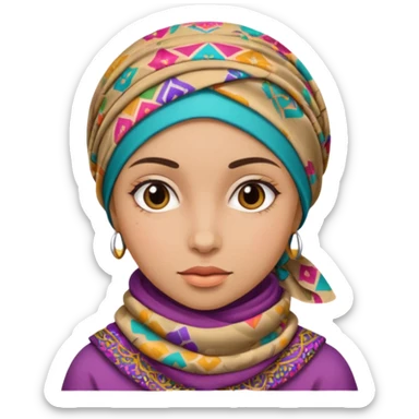 Une fille qui porte une foulare de son tete sans détails de visage  sticker