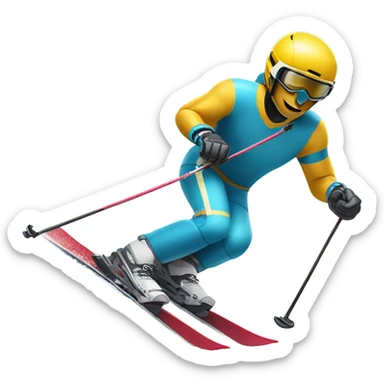 Football player downhill skiing sticker