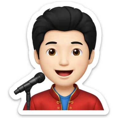 chinese man with big hair singing sticker