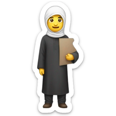 Homme en Qamis avec un panneau avec un cœur sticker