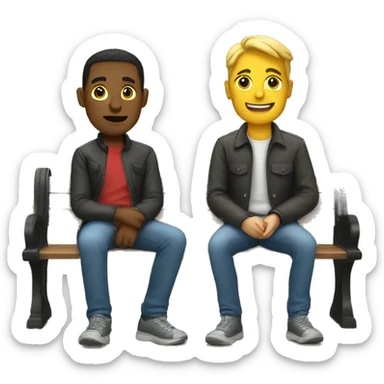 2 stragers sitting on park bench sticker