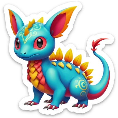 Colorful Exotic Pokémon-Fakémon-hybrid-creature (full body) sticker