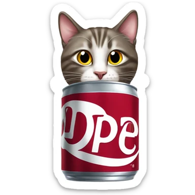 Cat drinking Dr Pepper sticker