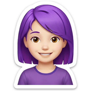 A 5-year-old girl with purple hair sticker