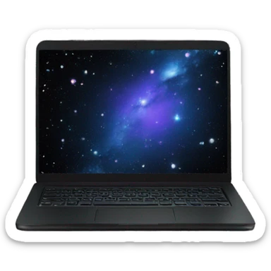 black laptop with galaxy wallpaper sticker