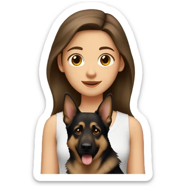 Girl with brown hair with German shepherd  sticker