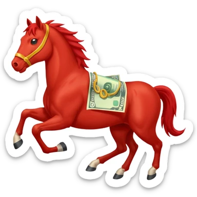 red horse agressive running money sticker