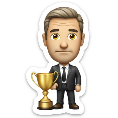 Photorealistic serious businessman with trophy in his hand sticker