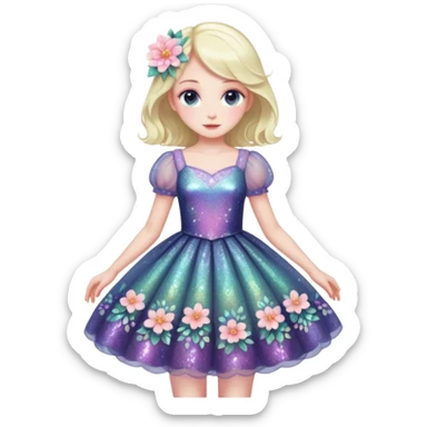 Multicolored sparkly pastel dark iridescent light pale gloomy spooky cute adorable pretty cool elegant realistic floral exotic Falvie-Fionbri, full body sticker