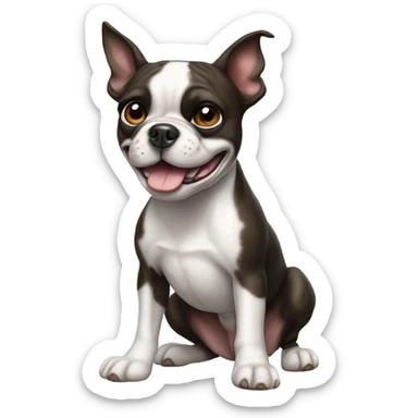 Laughing Boston terrier mixed with boxer sticker