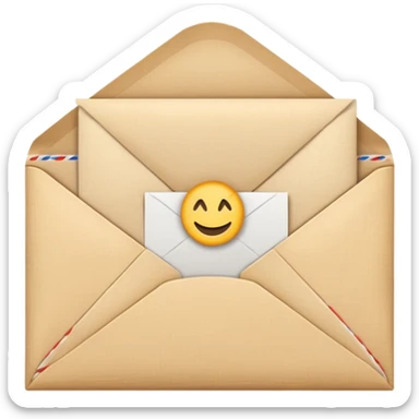 an open beige envelope with a letter sticking out of it sticker