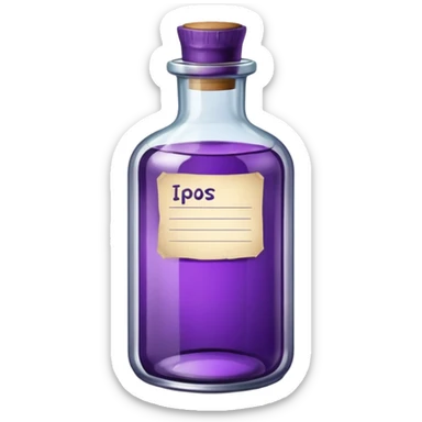 purple ink bottle with label sticker