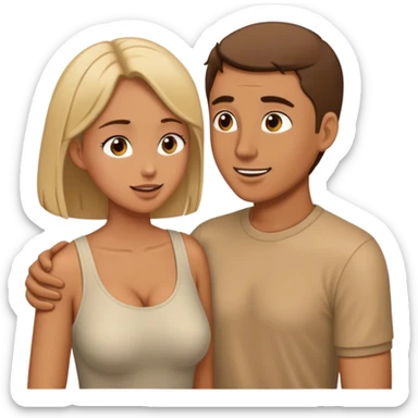 a man and a woman, having a conversation enjoying it with one another. They are standing  sticker
