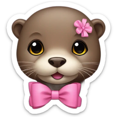 Otter with pink bow on the head sticker