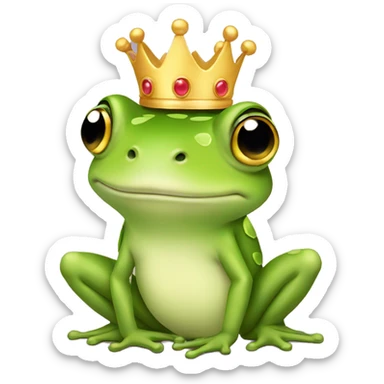 little cute prince frog with crown sticker