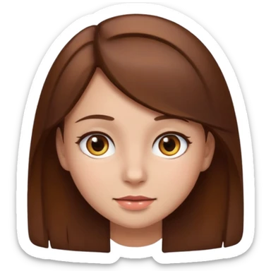 girl with brown hair and brown eyes, emoji style sticker