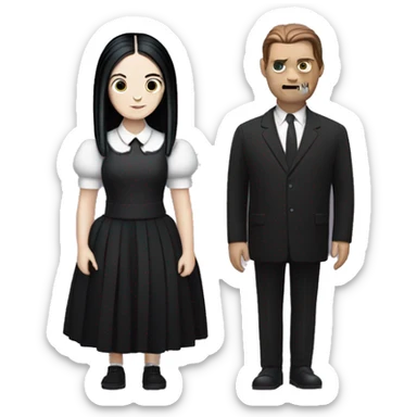 Wednesday addams with the thing sticker