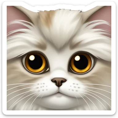 Brown/white fluffy chinchilla Persian cat with brown eyes. Make it look feminine  sticker