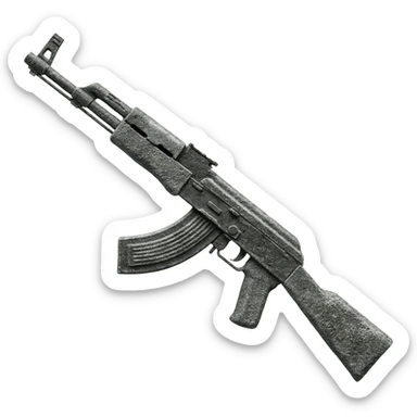 made an ak 47 from rock material with rock texture sticker