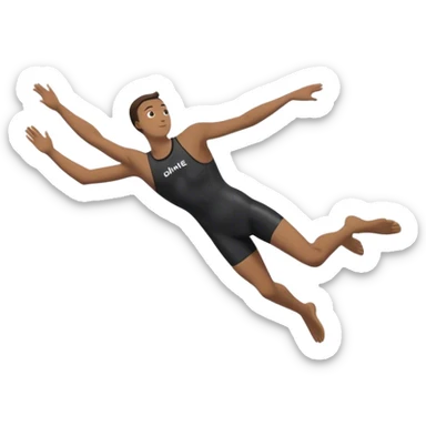 A diver mid-air after jumping off a diving pool,  Below him, a pool labeled "Confidence". A subtle 5-4-3-2-1 on the diving board shows they took the leap despite fear. sticker