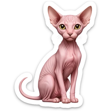 sphynx hairless cat full body sitting sticker