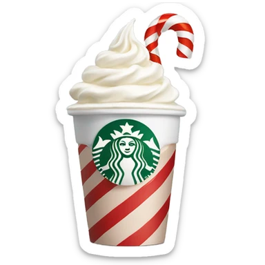 Starbucks Christmas cup, steam, whipped cream, one candy cane  sticker