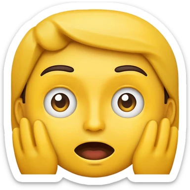 Eyebrows raised traditional yellow face non gender emoji, happy surprised sticker