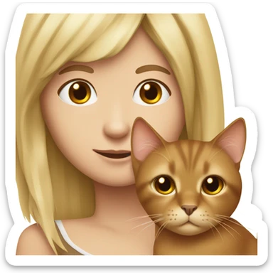 Brown cat with blond girl  sticker