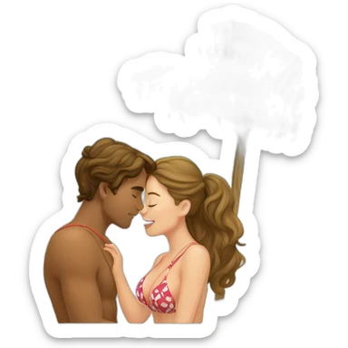 with beach clothes young metis man and white woman kiss love sticker