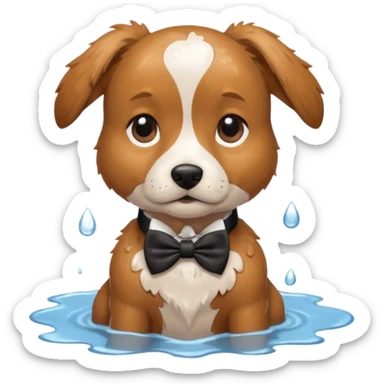 Perro puddle con moño roaa sticker